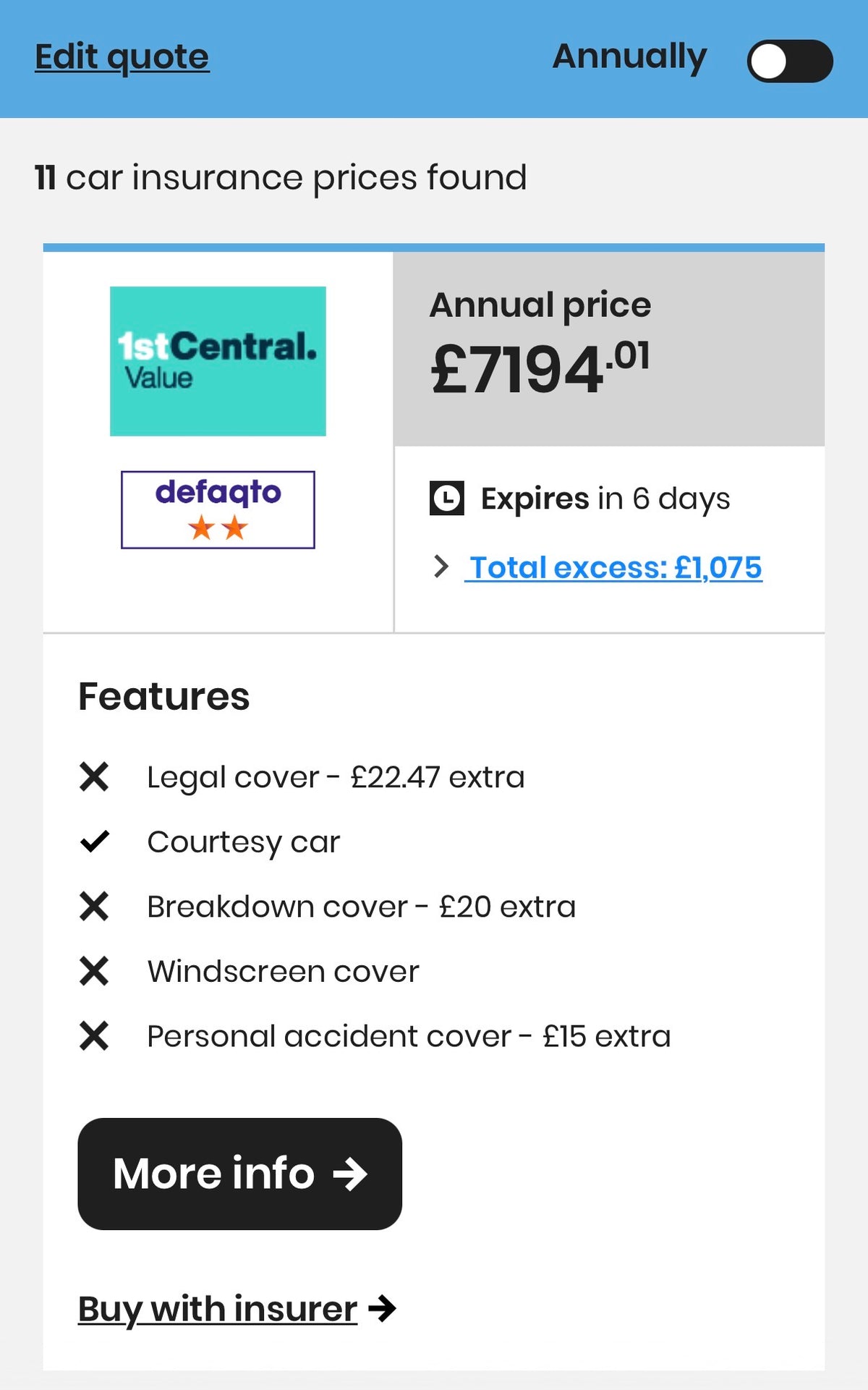 Before quote screenshot