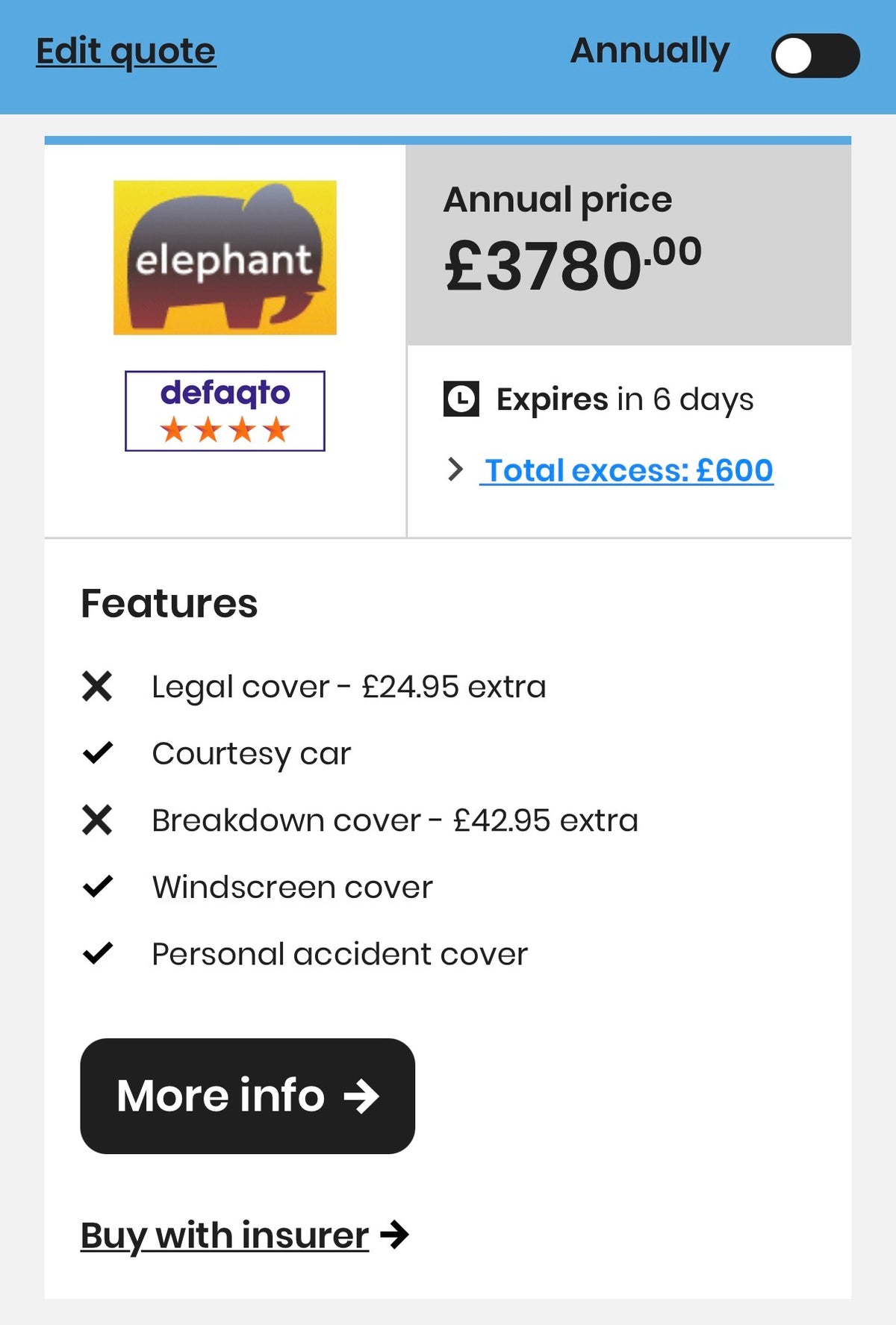 Before quote screenshot